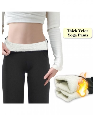 Fleece Lined Yoga Leggings with Pockets for Women Athletic Pants High Waist Winter Warm Thermal Tights Black With Pockets $16...