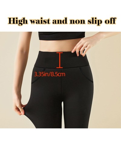 Fleece Lined Yoga Leggings with Pockets for Women Athletic Pants High Waist Winter Warm Thermal Tights Black With Pockets $16...