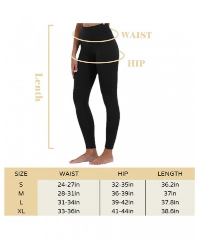 Fleece Lined Yoga Leggings with Pockets for Women Athletic Pants High Waist Winter Warm Thermal Tights Black With Pockets $16...