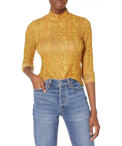 Womens Animalia Snake Print Mock Neck Pullover Top Inca Gold Multi $22.29 T-Shirts