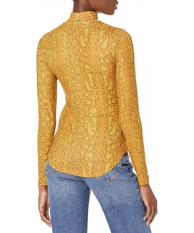 Womens Animalia Snake Print Mock Neck Pullover Top Inca Gold Multi $22.29 T-Shirts