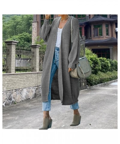 Cardigans Sweater for Women Casual Open Front Lantern Sleeve Oversized Sweater Cable Knit Outerwear Coat with Pocket A17-gy2 ...