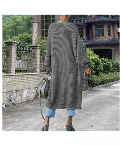 Cardigans Sweater for Women Casual Open Front Lantern Sleeve Oversized Sweater Cable Knit Outerwear Coat with Pocket A17-gy2 ...