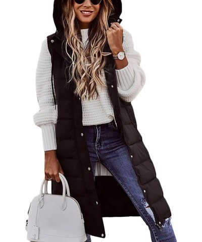 Long Puffer Vest for Womens Sleeveless with Hood Long Down Vest with Stand Collar Thick Hooded Sleeveless Long Coats Jacket A...