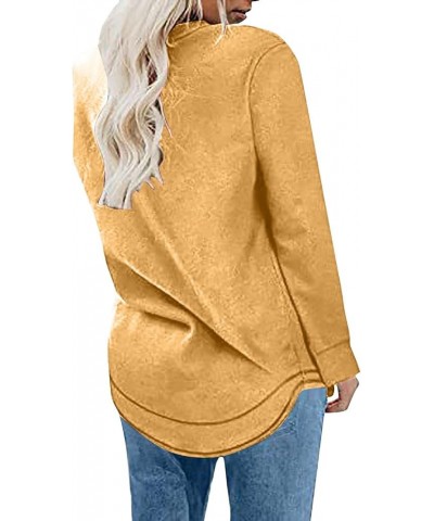 Womens Y2K Sweaters 2023 Casual Long Sleeve Crewneck Sweatshirts Fall Fashion Solid Loose Tunic Tops with Leggings E02_yellow...