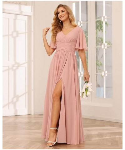 Halter Short Bridesmaid Dresses with Pockets 2023 Ruched A-Line Chiffon Formal Cocktail Party Dresses YO052 Blush Pink $32.99...