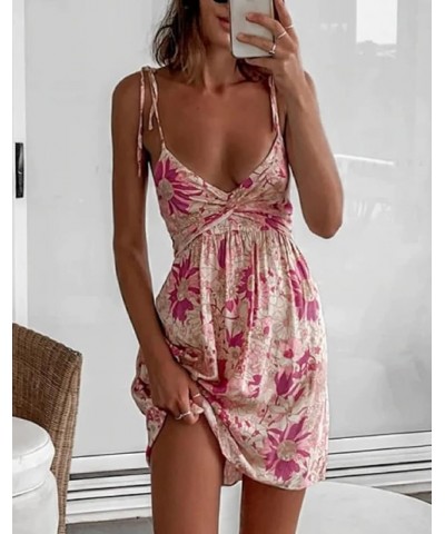 Women Sexy Floral Cami Mini Dress Y2k Low Cut Bodycon Short Tube Dress Sleeveless Backless Spaghetti Strap Sundress I-black $...