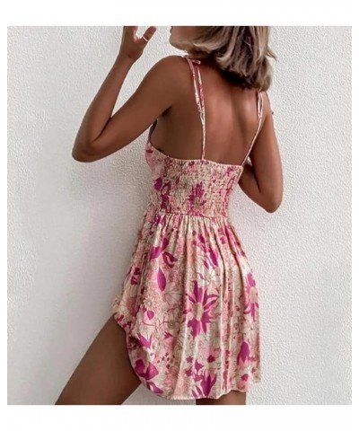 Women Sexy Floral Cami Mini Dress Y2k Low Cut Bodycon Short Tube Dress Sleeveless Backless Spaghetti Strap Sundress I-black $...