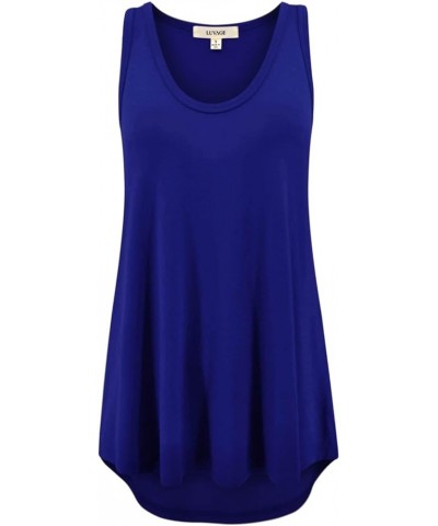 Women's High Low Tunic Casual Tank Tops Round Neck Sleeveless Flowy Loose Fit Shirts Royal $17.32 Tanks