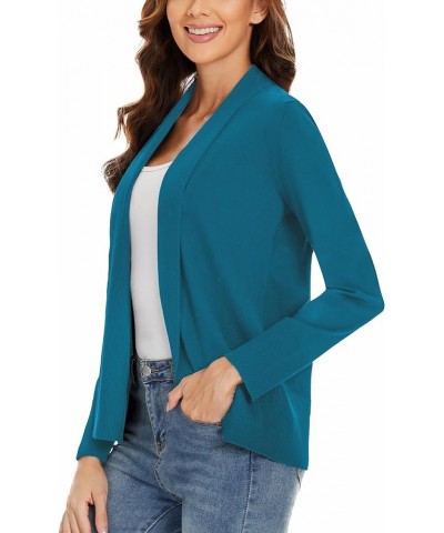 Open Front Cardigan Sweaters for Women Long Sleeve Knit Jacket Coat for Fall Spring Teal $10.25 Sweaters