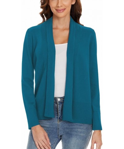 Open Front Cardigan Sweaters for Women Long Sleeve Knit Jacket Coat for Fall Spring Teal $10.25 Sweaters