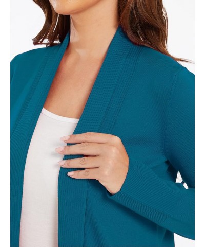 Open Front Cardigan Sweaters for Women Long Sleeve Knit Jacket Coat for Fall Spring Teal $10.25 Sweaters