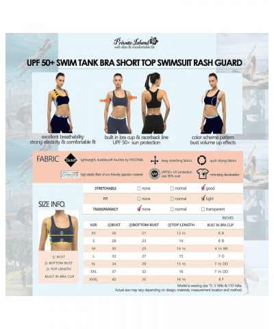 Women UPF 50+ Swim Tank Bra Short Top Sports Bras Swimsuit Rash Guard (YST) Houd Tooth Check Patten $10.15 Swimsuits