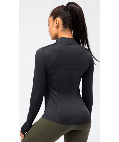 Women's Quarter-Zip Long-Sleeve Athletic Shirts - Lightweight Stretch Cool-Dry Hiking Running Performance Shirt Black $11.99 ...