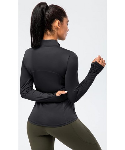 Women's Quarter-Zip Long-Sleeve Athletic Shirts - Lightweight Stretch Cool-Dry Hiking Running Performance Shirt Black $11.99 ...