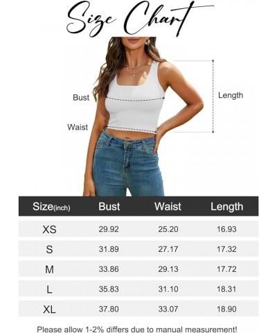 Women's Sleeveless Sexy Tank Square Neck Double Layer Trendy Casual Basic Crop Tops White $10.99 Tops