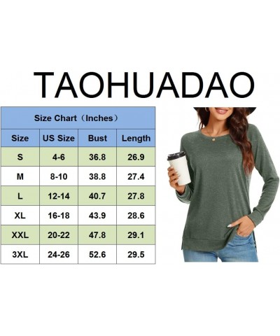 Women's Casual Long Sleeve Tops Lace Hem T-Shirt Side Split Tunic 01 Brown Red $13.24 Tops