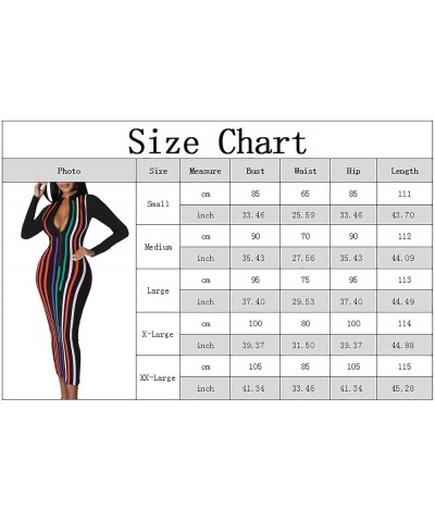 Women's Sexy Stretchy Midi Dress Long Sleeve Bodycon Print Party Club Dresses Stripe Black $15.20 Dresses