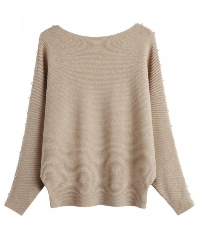 Sweaters for Women Lightweight Batwing Sleeve Knit Sweater Round Neck Sleeve Long Sleeve Winter Pullover Sweater Khaki $13.51...