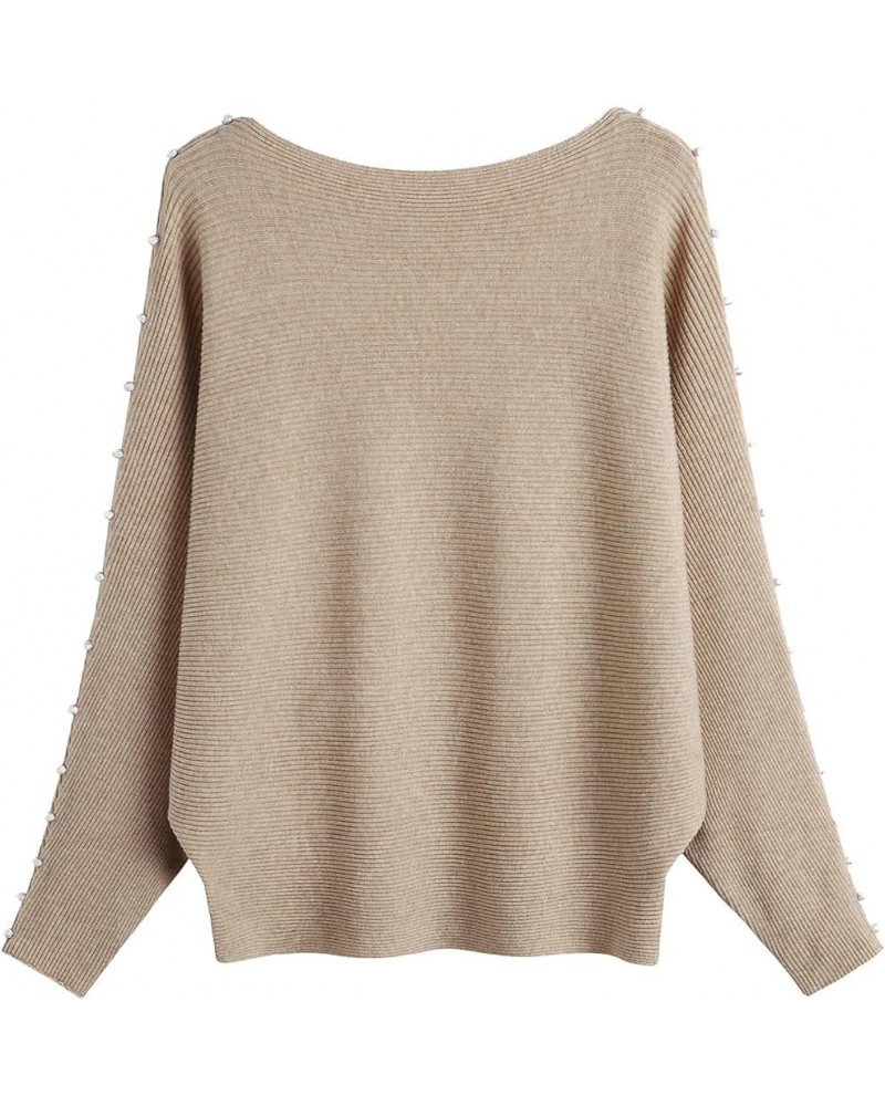 Sweaters for Women Lightweight Batwing Sleeve Knit Sweater Round Neck Sleeve Long Sleeve Winter Pullover Sweater Khaki $13.51...