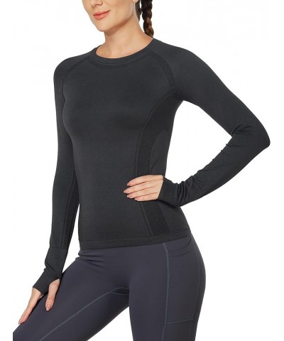 Workout Shirts for Women Long Sleeve, Workout Tops for Women, Quick Dry Gym Athletic Tops,Seamless Yoga Shirts Black $18.49 A...