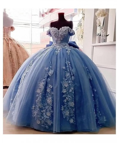 Women's 3D Flowers Quinceanera Dresses Lace Beaded Sweet 15 16 Dress Off Shoulder Prom Ball Gowns Gold $53.58 Dresses