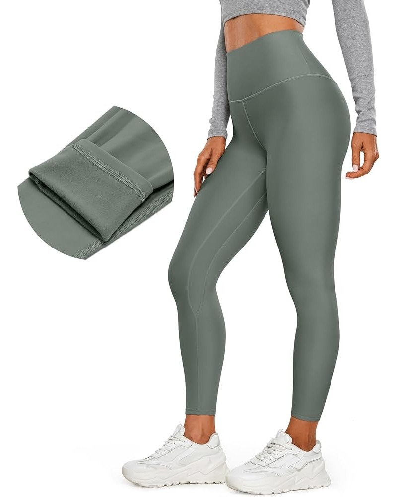 Womens High Waisted Fleece Lined Leggings 25 inches - Winter Warm Thick Thermal Soft Workout Yoga Pants 25 inches Grey Sage $...