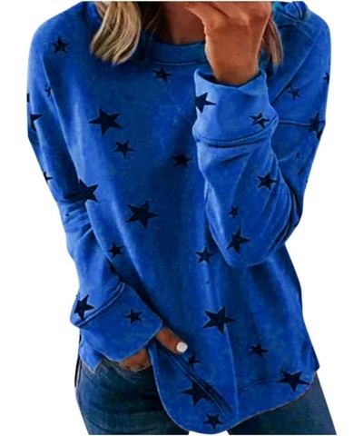 Womens Striped Pullover Sweatshirts Crewneck Tie Dye Shirts Long Sleeve Blouses Tops Loose Fit Fashion Clothes 2023 Blue 22 $...