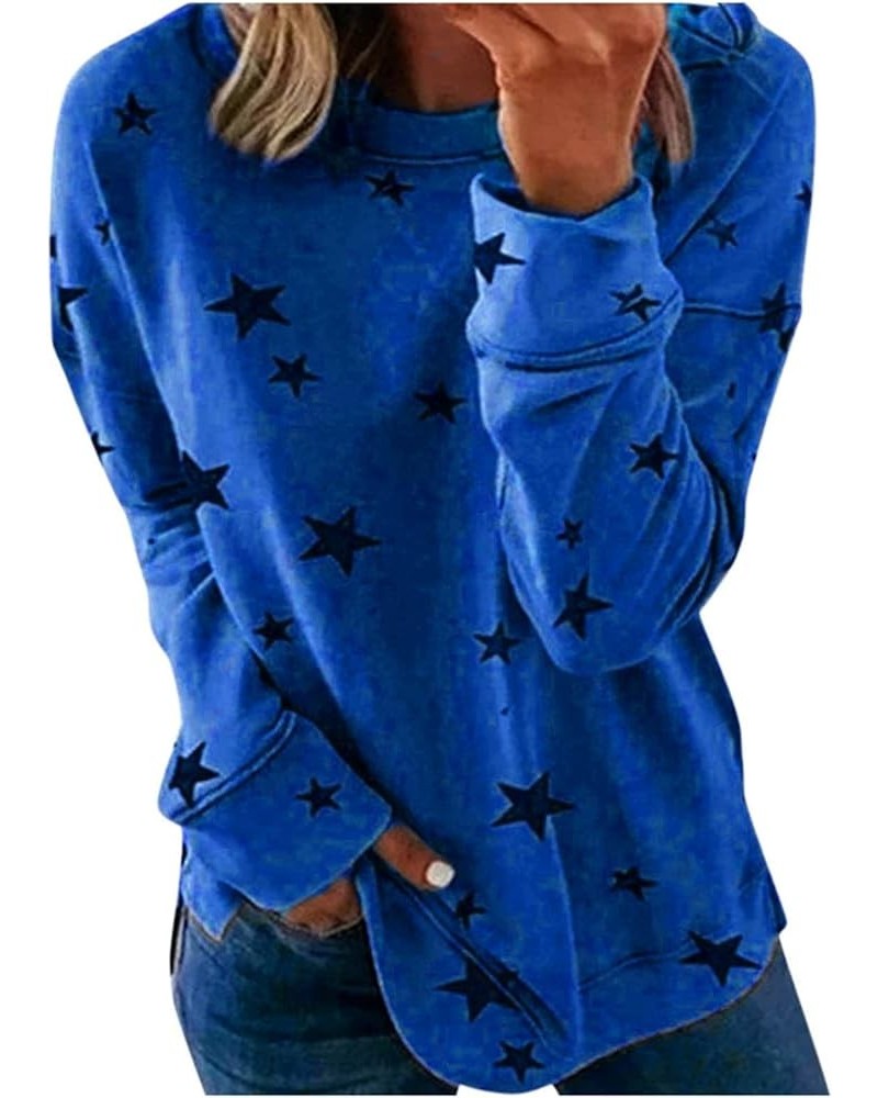 Womens Striped Pullover Sweatshirts Crewneck Tie Dye Shirts Long Sleeve Blouses Tops Loose Fit Fashion Clothes 2023 Blue 22 $...