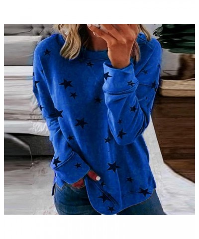 Womens Striped Pullover Sweatshirts Crewneck Tie Dye Shirts Long Sleeve Blouses Tops Loose Fit Fashion Clothes 2023 Blue 22 $...