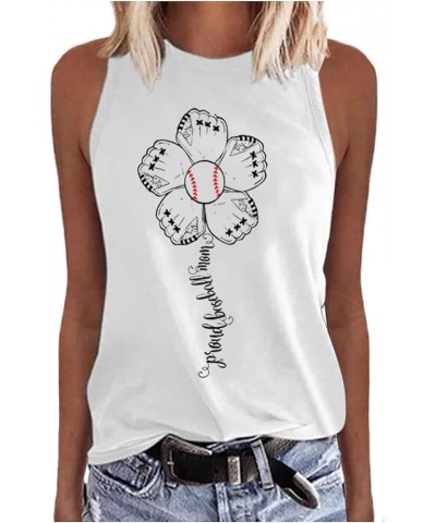 Baseball Mom Shirts Sleeveless Tank Top for Women Mother's Day Funny Tops Crewneck Summer Casual 2023 Graphic Tees 11 White $...