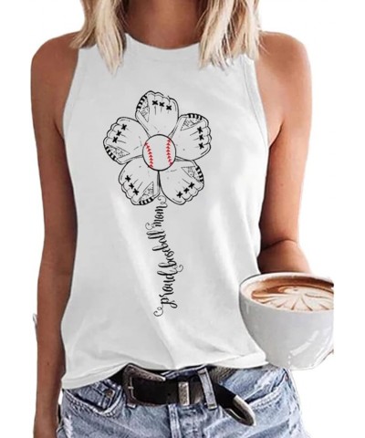 Baseball Mom Shirts Sleeveless Tank Top for Women Mother's Day Funny Tops Crewneck Summer Casual 2023 Graphic Tees 11 White $...