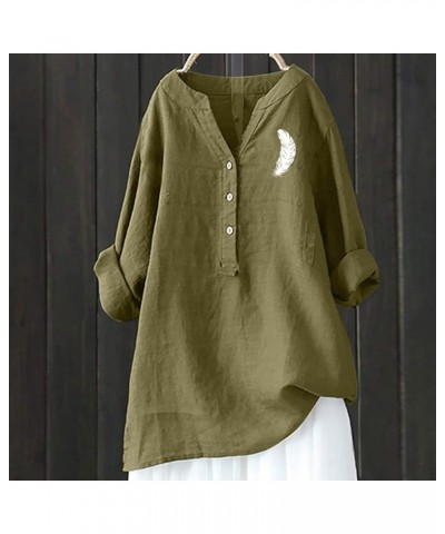 Tops to Hide Belly for Women,Women's Casual Long Sleeve Tunic Tops Cute V Neck Button Down Loose Shirt Blouses Khaki-b $8.85 ...