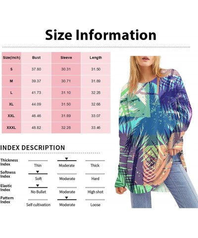 Plus Size Tops for Women Leaky Thumb Round Neck Outfit Long Sleeve Printing Pullover Tops Comfy Dressy T Shirts 4-blue $8.25 ...