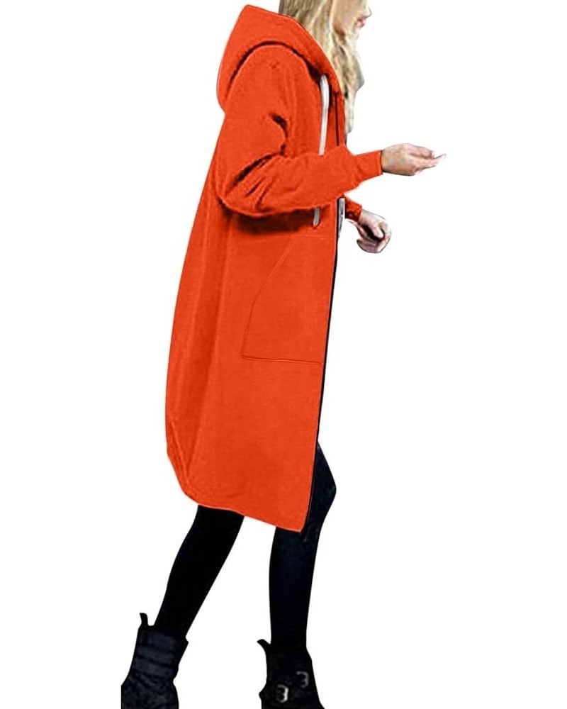 Women Winter Warm Hooded Hoodie Baggy Pullover Oversize Sweatshirt Long Dress Womens Hooded Sweatshirts Pullover Z01-orange $...