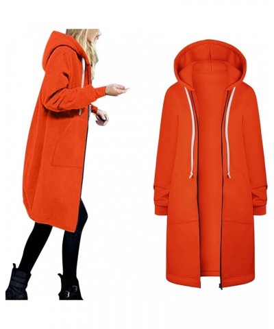 Women Winter Warm Hooded Hoodie Baggy Pullover Oversize Sweatshirt Long Dress Womens Hooded Sweatshirts Pullover Z01-orange $...