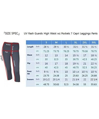 Women UPF50+ Capri Leggings Rash Guard Side Pockets Pants Beach Swimsuit Bathing Swim Bottom (RM7PP-NP) Navy_7n $13.37 Swimsuits