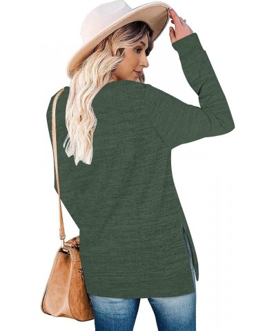 Womens Casual Long Sleeve Round Neck Pocket T Shirts Blouses Tunic Sweatshirt Tops with Pocket Ls Green $14.56 Tops