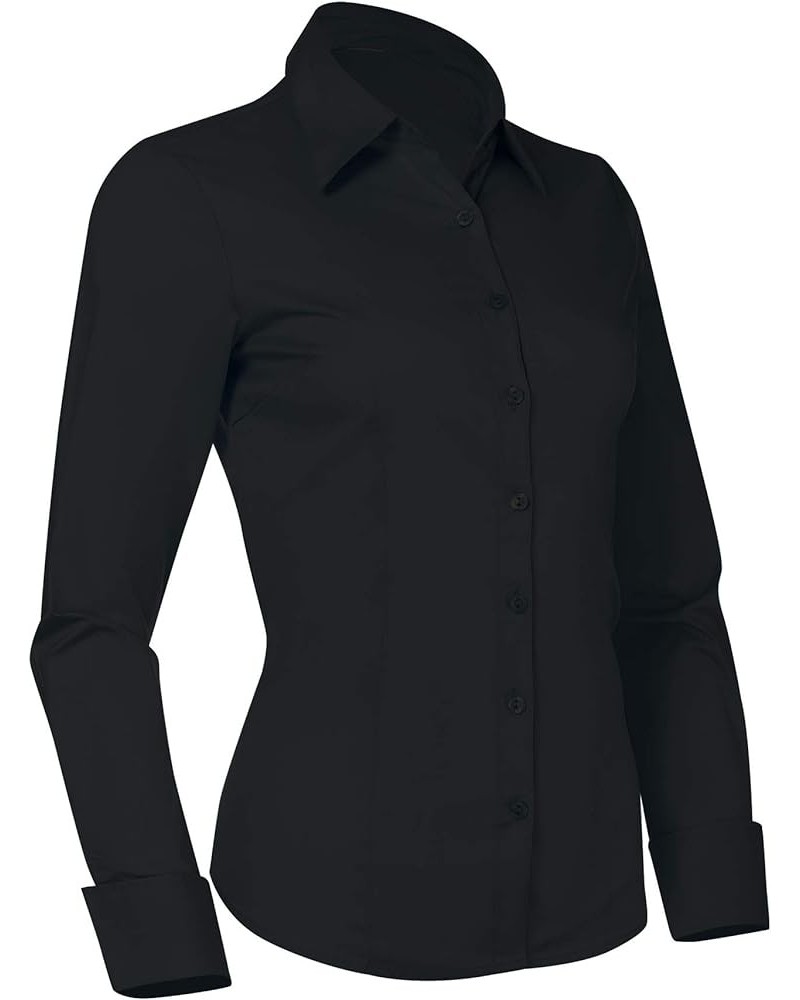 Button Down Shirts for Women, Tailored Long Sleeve Casual Business Professional Office Work Collared Dress Blouse Black $11.2...