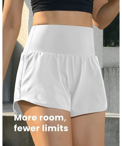 Womens Lined Athletic Shorts High Waisted Running Shorts with Pockets Quick Dry Gym Workout Shorts 3 White $12.90 Activewear