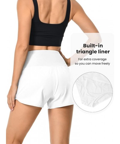 Womens Lined Athletic Shorts High Waisted Running Shorts with Pockets Quick Dry Gym Workout Shorts 3 White $12.90 Activewear