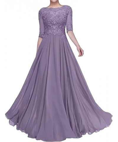 Lace Appliques Mother of The Bride Dresses for Wedding Long Formal Party Evening Prom Dress with Half Sleeves Grape $45.04 Dr...