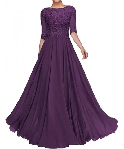 Lace Appliques Mother of The Bride Dresses for Wedding Long Formal Party Evening Prom Dress with Half Sleeves Grape $45.04 Dr...