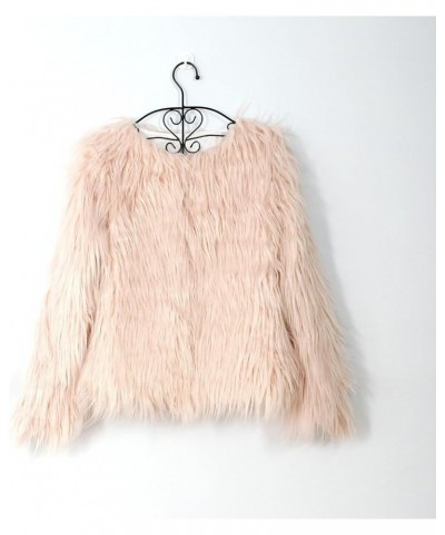 Womens 2023 Winter Faux Fur Jackets 2023 Fall Fashion Open Front Cropped Shaggy Coat Outerwear Long Sleeve Jacket S1-pink $23...