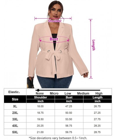 Women's Plus Size Long Sleeve Blazer Casual Fall Open Front Collar Cardigan Lapel Office Jacket Work Suit with Belt Light Apr...