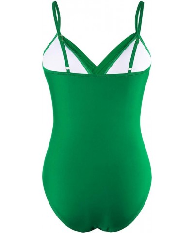 Women's One Piece Swimsuits Front Twist Swimwear V Neck Shirred Bathing Suit Monokini Tummy Control Green $13.95 Swimsuits