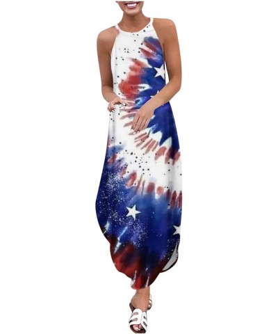 Cotton Linen Dresses for Women Casual Floral Halter Neck Long Maxi Dress Sleeveless Summer Party Cami Long Dress 4*light Blue...