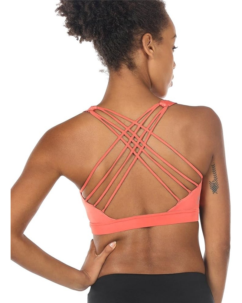 Sports Bras for Women - Activewear Strappy Padded Workout Yoga Tops Bra Fusion Coral $15.38 Lingerie