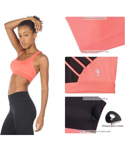 Sports Bras for Women - Activewear Strappy Padded Workout Yoga Tops Bra Fusion Coral $15.38 Lingerie