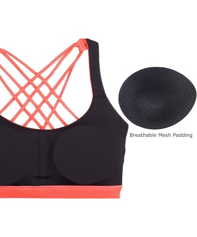 Sports Bras for Women - Activewear Strappy Padded Workout Yoga Tops Bra Fusion Coral $15.38 Lingerie